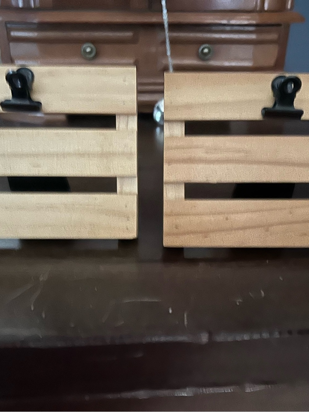 Wooden Slat Hanging Organizer - Natural Wood
